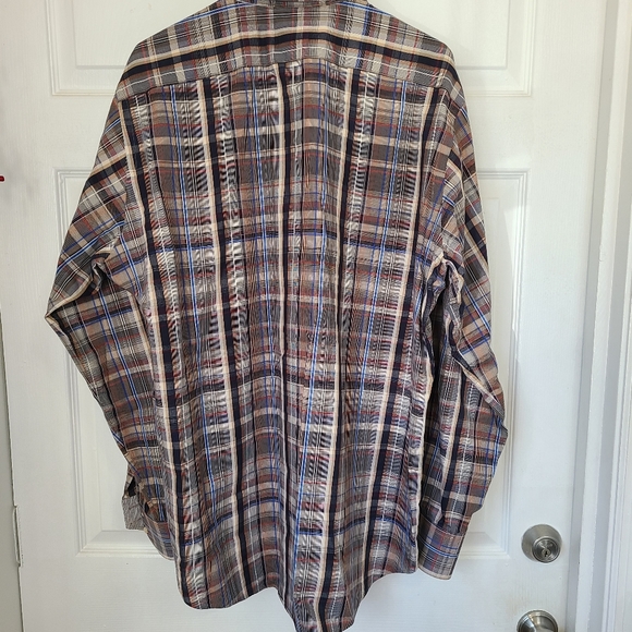 Thomas Dean Men's Long Sleeve Dress Shirt, Size: XL Color: Plaid Pattern - Picture 14 of 15